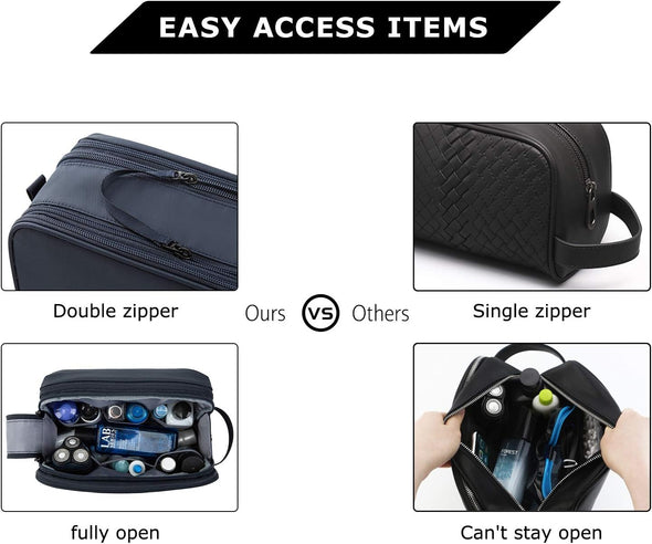BAGSMART Toiletry Bag for Men, Travel Toiletry Organizer Dopp Kit Water-Resistant Shaving Bag for Toiletries Accessories, Door Room Essentials,Navy Blue-Medium