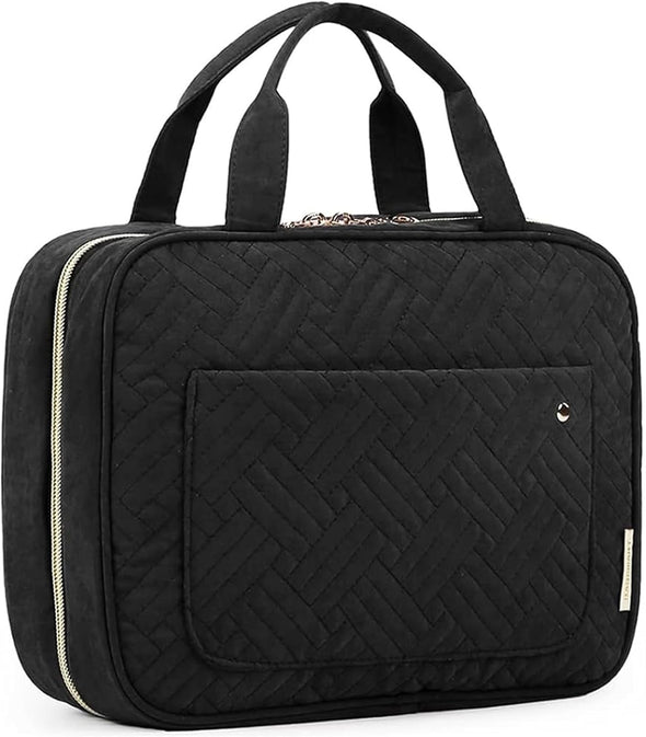 BAGSMART Large Toiletry Bag Travel Bag with Hanging Hook, Water-Resistant Makeup Cosmetic Bag Travel Organizer for Accessories, Shampoo, Full Sized Container, Toiletries