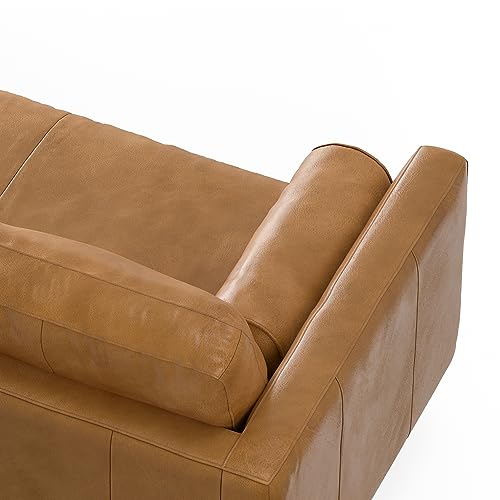 SIMPLIHOME Morrison Mid Century Genuine Leather Sectional Sofa, Sienna Full Grain Leather