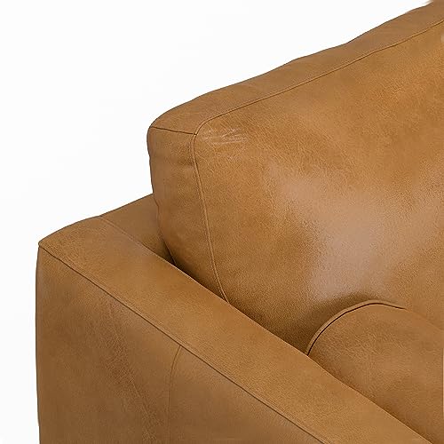 SIMPLIHOME Morrison Mid Century Genuine Leather Sectional Sofa, Sienna Full Grain Leather