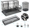 Desk Organizers Caddy and Accessories with 7 Compartments + Pen Holder / 72 Clips Set, Drawer, Black Mesh Office Supplies Desktop Organizer for Home, Office Ect
