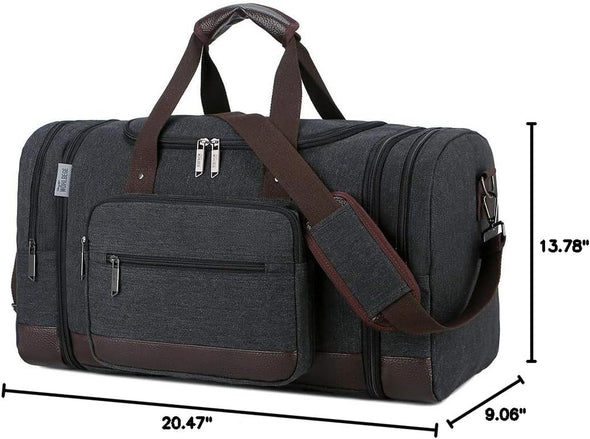 Duffle Bag for Travel,Overnight Weekend Gym Carry on Luggage Bag, 50L Travel Duffel Bag for Men Women, Expandable Spacious Travel Duffel Bag, Black