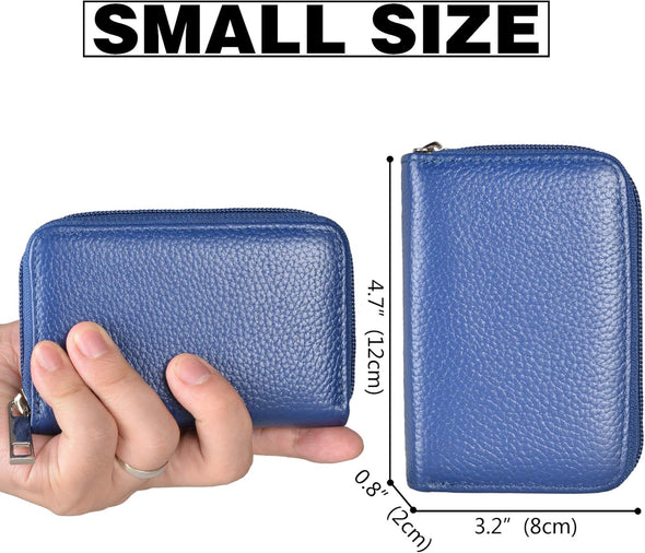 Easyoulife Genuine Leather Credit Card Holder Zipper Wallet with 26 Card Slots