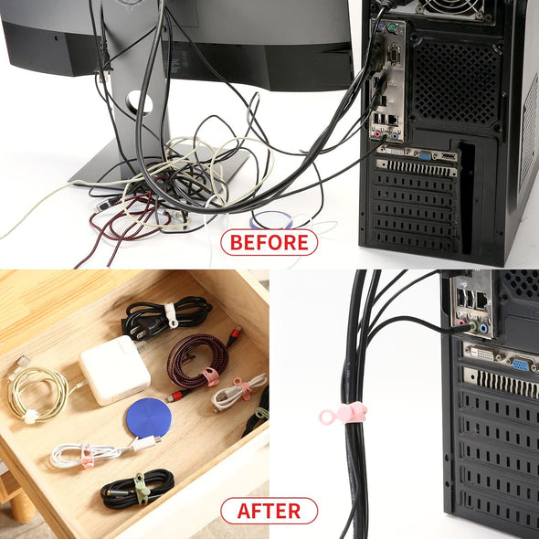[20Park]Umust Silicone Cable Ties, Reusable Cable Management Organizer, Cord Tie,Multipurpose Elastic Cord Organizer for Bundling and Fastening Cable Cords Wires(Black)