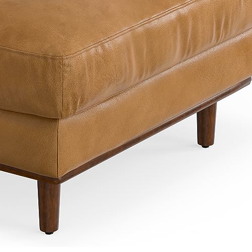 SIMPLIHOME Morrison Mid Century Genuine Leather Sectional Sofa, Sienna Full Grain Leather