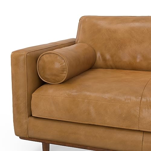 SIMPLIHOME Morrison Mid Century Genuine Leather Sectional Sofa, Sienna Full Grain Leather