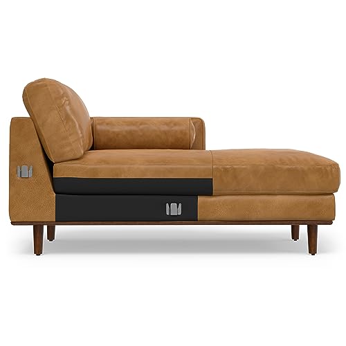 SIMPLIHOME Morrison Mid Century Genuine Leather Sectional Sofa, Sienna Full Grain Leather