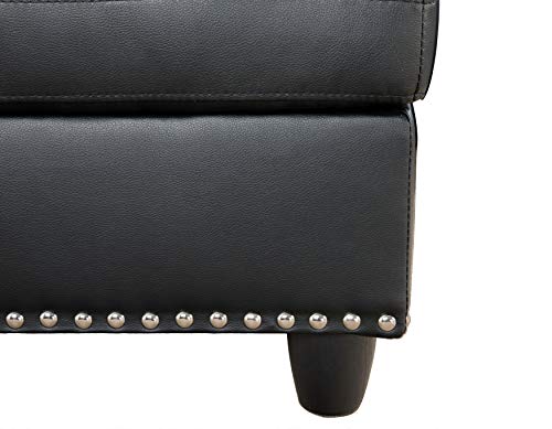 EOVTK 98" Faux Leather Sectional Sofa with Storage Ottoman Cup Holders & L-Shaped Upholstered