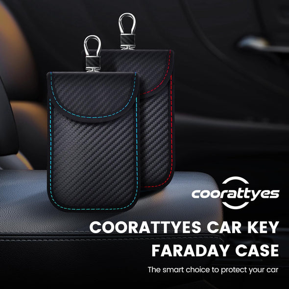 2024 Faraday Bag Key Protector, 2 Pack Signal Blocking RFID Key Fob Protector Pouch, Anti-Theft Car Security Cage (Red+Blue, Medium)