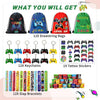 61 Pcs Video Game Party Favors, Gamer Party Favors Bags Includes 12 Pcs16 X 13 Inch Video Game Party Drawstring Bags Slap Bracelets Keychains Tattoo Stickers for Kids Gaming Party Favor