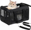 Cat Carrier Airline Approved, Soft-Sided Dog Carrier with Inner Safety Leash, Pet Transport Carrier for Small-Medium Cats Puppies up to 15 Lbs, Collapsible Travel Kitten Carrier Bag -Blackm