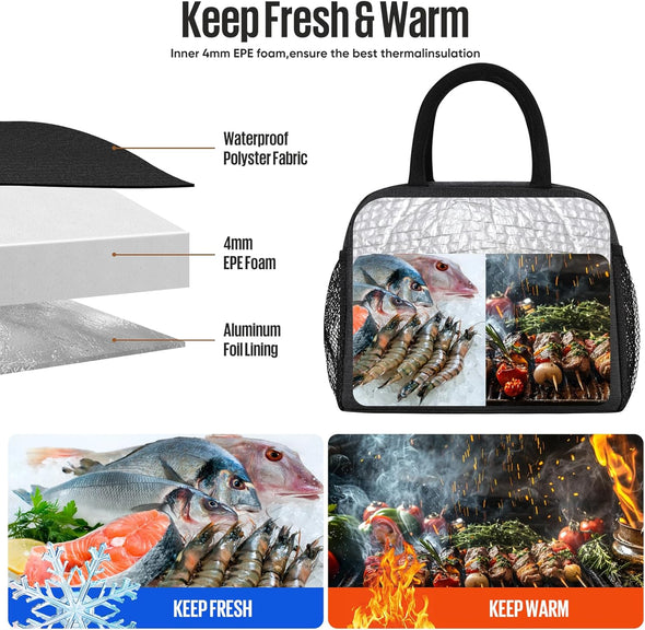 Lunch Bag Women/Men Lunch Box Women/Men (Black)