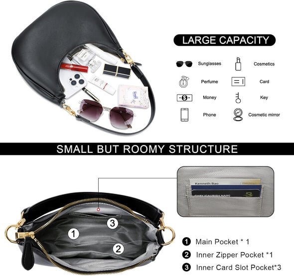 KKXIU Shoulder Bag for Women Small Purse Cute Clutch Hobo Handbag Trendy Crescent Bag