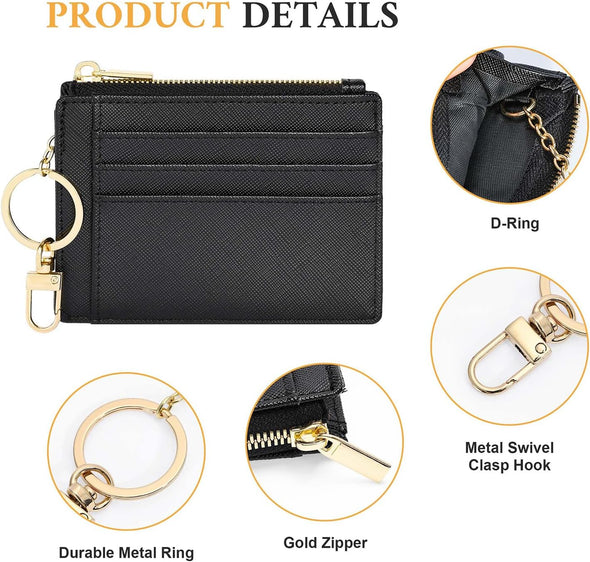 Sodsay Card Case Slim Front Pocket Wallet for Women Credit Card Holder with Keychain