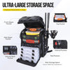 PLUSINNO Fishing Backpack with Rod Holders Tackle Box, 42L Large Water-Resistant Fishing Tackle Bag Store Fishing Gear