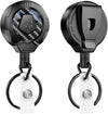 MNGARISTA Upgraded Heavy Duty Retractable Keychain with Belt Clip, 10 OZ Retraction, 31.5" Stainless Steel Cord Key Chain, 3K Carbon Fiber ID Badge Reel Holder with Badge Strap and Key Ring, 2 Pack