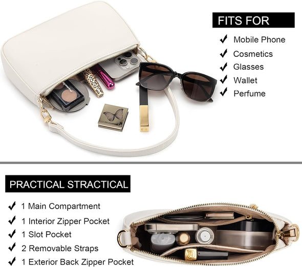 NIUEIMEE ZHOU Shoulder Bag for Women Retro Vegan Leather Classic Tote Handbags Purses with Zipper Closure