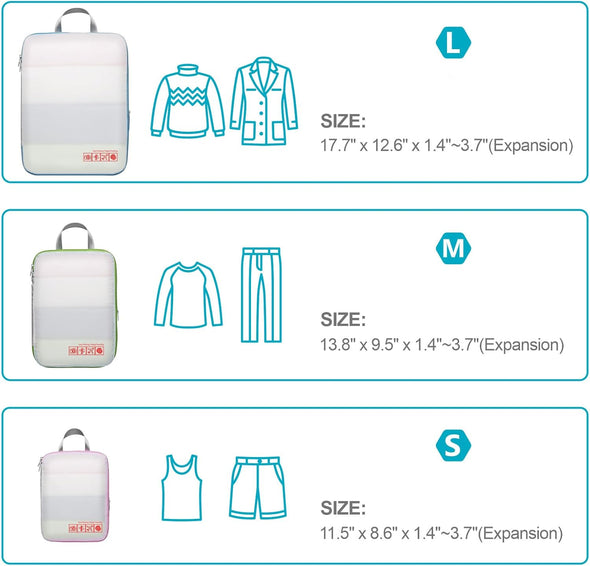 Cambond Compression Packing Cubes for Travel Women - Travel Bags Luggage Organizers Travel Essentials Compression Cubes for Travel Carry on Suitcases