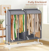 MISSLO 43" Hanging Garment Bags for Hanging Clothes Fully Enclosed Coat Bags for Closet Storage Clothes Cover with Large Clear Window and 3 Zippers (Rack Not Included), 2 Packs