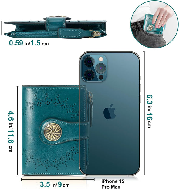 Small Wallet for Women Bifold RFID Blocking Card Holder Leather Wallets with Zipper Coin Pocket