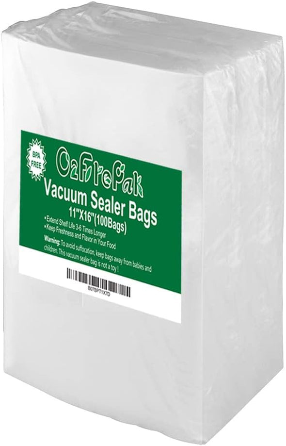 O2Frepak 100 Gallon Size 11" X 16"Vacuum Sealer Bags with BPA Free and Puncture Prevention,Vacuum Seal Freezer Bags,Great for Sous Vide Vaccume Sealer Precut Bags