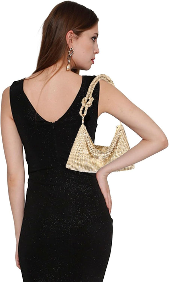 Rhinestone Purse Sparkly Evening Bag Silver Clutch Purses for Women Evening, Cross Body Handbags for Party Prom Club Wedding