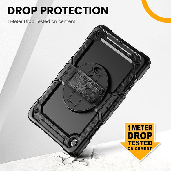 Timecity Case for Samsung Galaxy Tab A9+/ A9 plus 11 Inch, Full-Body Protective with Screen Protector, Rotating Stand, Hand/Shoulder Strap for Galaxy A9+ Tablet (SM-X210/X216/X218)- Black
