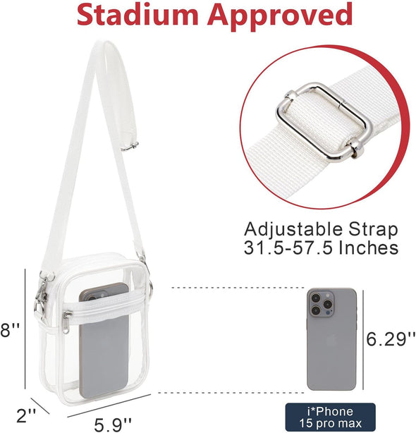 PACKISM Clear Bag for Stadium Events - Clear Purses for Women Stadium Crossbody Messenger Bag for Concerts Sporting Events