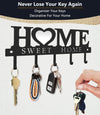 WIPHANY Key Holder Hooks Organizer Hanger Rack Wall Mounted with Screws and Anchors Home Sweet Home Wall Metal Decor for Entryway Front Door Kitchen Hallway Garage Mudroom Office 9.8Inches/25Cm