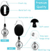 20 Pack Retractable Badge Holder with Carabiner Reel Clip, Badge Reel Bulk ID Card Key Holder with Ring, Heavy Duty Black Key Chain Extender for Office Work Employee