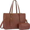 LOVEVOOK Laptop Bag for Women Vintage Leather Laptop Tote 15.6 Inch Large Capacity Computer Bag with Clutch Purse for Work