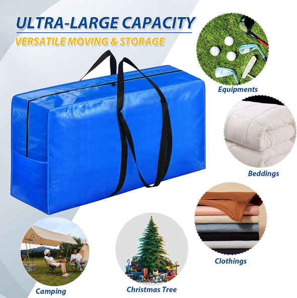 57 Gallon Extra Large Storage Bags, XXL Jumbo Large Moving Bags Heavy Duty, Storage Totes Moving Boxes Supplies for College, Foldable Duffle Bag for Travel, Christmas Tree Bag, 42X23X13.5Inch - 2PACK