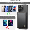 Defencase for Magsafe Wallet Magnetic Card Holder RFID Blocking, PU Leather Minimalist Phone Wallet Compatible with Magsafe Phones and Cases for Iphone 16/15/ 14/13/ 12/ Pro/Max/Plus, Black