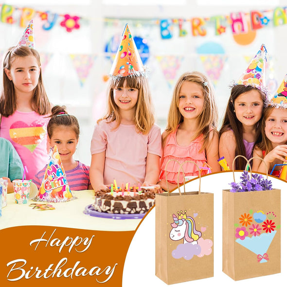 XPCARE 200Pcs Paper Gift Bags 5.25X3.25X8.25'',Gift Wrap Bags with Handles Brown Kraft Paper Bags for Small Business Paper Bags Bulk for Birthday Party Favors Shopping Retail