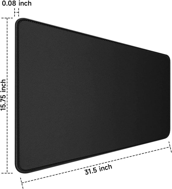 TEDNETGO Large Gaming Mouse Pad, Waterproof Extra Large Big Mouse Pad with Stitched Edge, XXL Non-Slip Black Computer Long Mousepad Desk Mat for Gamer, Office & Home, Black