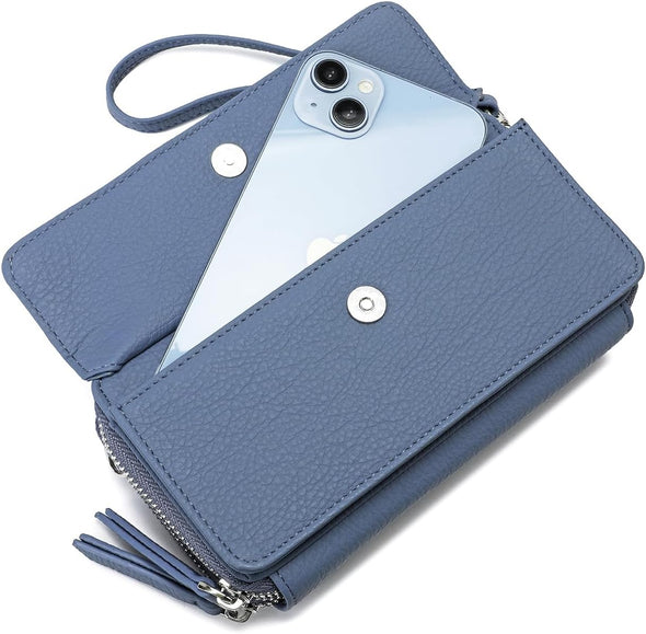 Lanyani RFID Crossbody Wallet Wristlet Purse with Phone Pocket for Women Vegan Leather