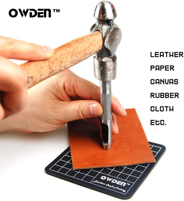 9 Pieces Hollow Punch Set (1/8"-1/2") with a Free Cutting MAT, Leather Hole Punch Set