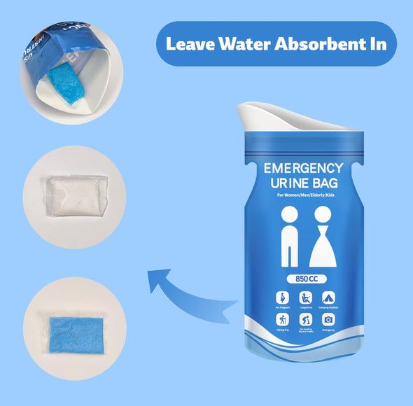 850Cc Disposable Urine Bag, 12 PCS Emergency Portable Urinal Bags for Men/Women, Unisex Pee and Vomit Bags for Travel, Camping, Long Trips, Pregnant Women, Kids