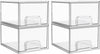 Vtopmart 4 Pack Clear Stackable Storage Drawers, 4.4'' Tall Acrylic Bathroom Makeup Organizer,Plastic Storage Bins for Vanity, Undersink, Kitchen Cabinets, Pantry, Home Organization