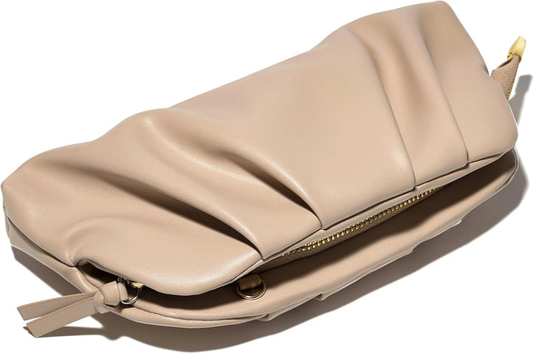 SWEETV Dressy Vegan Leather Clutch Purse for Women Formal, Soft Pleated PU Evening Clutch for Weddings, Proms, Cocktail-Gemma