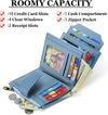 Small Wallet Women RFID Blocking Soft Leather Bifold Compact Card Holder Wallet for Women with Zipper Coin Pocket 4 ID Window