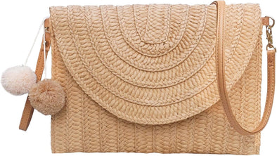 Dailyacc Straw Shoulder Bag for Women Woven Purse Beach Envelope Clutch Straws Wallet