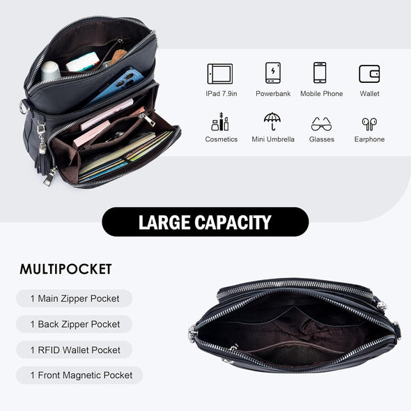 Crossbody Purse for Women,Lightweight Medium Crossbody Bag Soft Leather Women'S Shoulder Handbags with Tassel
