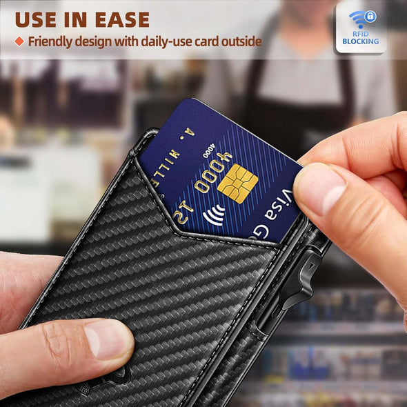 BULLIANT Men Wallet,Money Clip Wallet Slim for Gift Men 9Cards-Metal Credit Card Case in Magnetic Leather Flip
