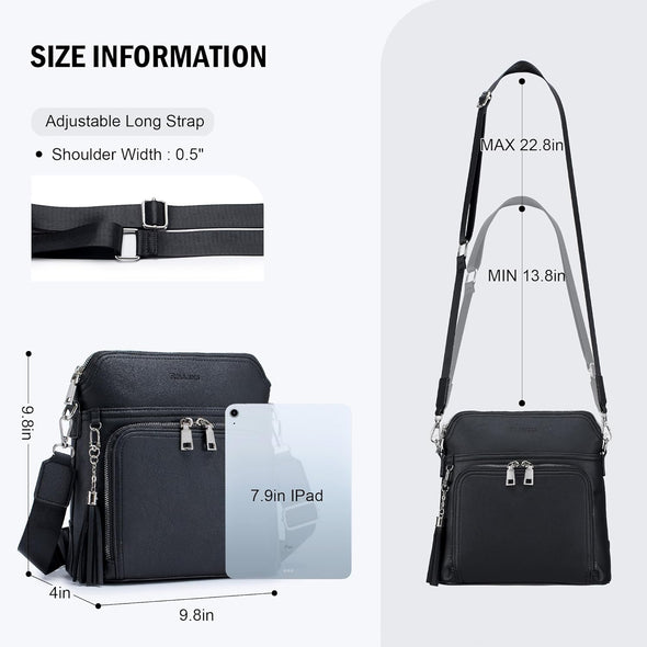 Crossbody Purse for Women,Lightweight Medium Crossbody Bag Soft Leather Women'S Shoulder Handbags with Tassel