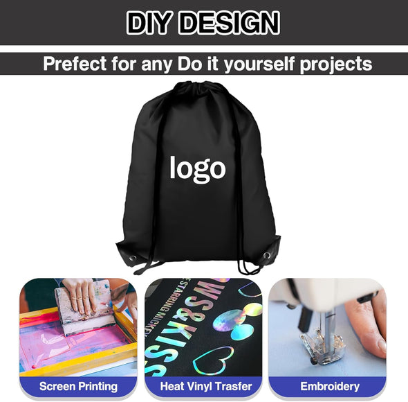 Drawstring Backpack 20Pcs Drawstring Bags, Draw String Back Bag Drawstring Bags Bulk for Sports, Gym, Travel, Swimming, Beach (Black)