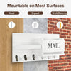 Mail Organizer for Wall Mount – Key Holder with Shelf Includes Letter Holder and Hooks for Hallway Farmhouse Decor – Rustic Wood with Flush Mounting Hardware (16.5” X 9.1” X 3.4”) (White)