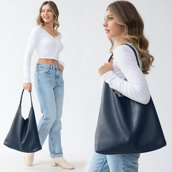 HOXIS Hobo Bags for Women Soft Vegan Leather Shoulder Handbag Slouchy Tote Purses