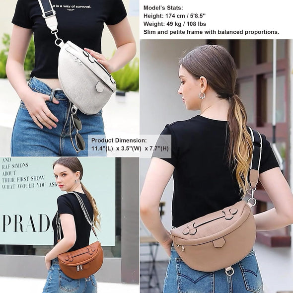 Eslcorri Crossbody Bags for Women - Fashion Sling Purse Shoulder Bag Fanny Pack Leather Causal Chest Bum Bag Cross Body Purse