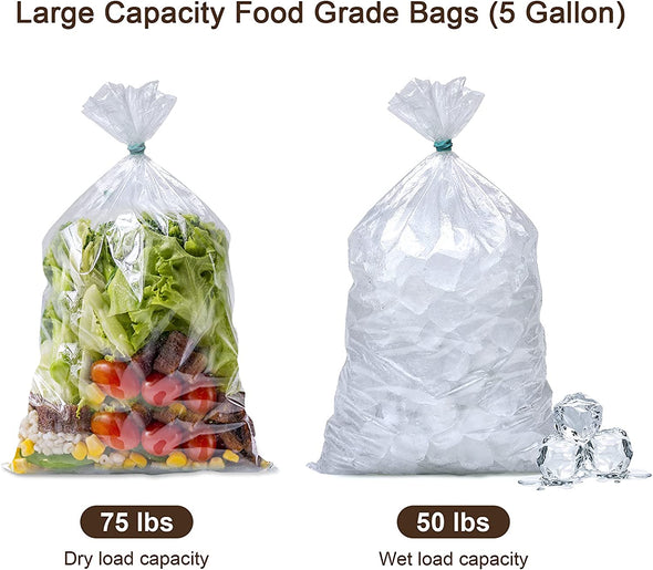 Food Storage Bags, 5 Gallon Bucket Liner Bags, Food Grade Platisc Bag for Marinading and Brining, BPA Free, Extra Heavy Duty Leak Proof, Great for Food Storage, 4Mil, Pack of 12